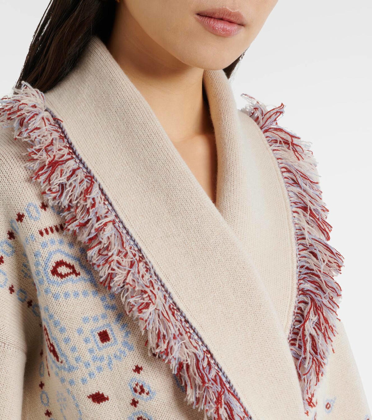 Tシャツ・カットソー ALANUI Embroidered Cashmere Blend Bandana Blanket Alanui Bandana cashmere jacquard wrap cardigan Alanui