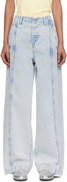 YMC Blue Displaced Seam Jeans