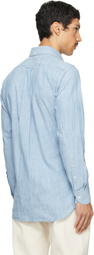 Drake's Blue Cotton Chambray Button-Down Shirt