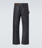 JW Anderson Twisted embroidered cotton wide-leg jeans