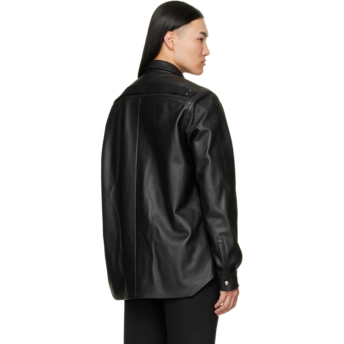 Rick Owens Black Tower Leather Overshirt