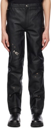 HELIOT EMIL Black Secluse Leather Pants