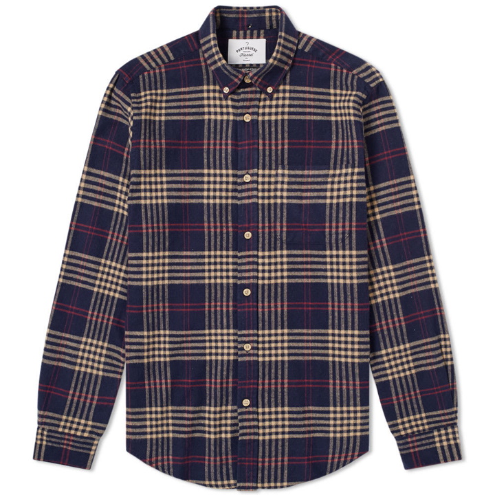 Photo: Portuguese Flannel Tomar Button Down Check Shirt Blue