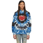 Amiri Blue Tie-Dye Hearts Hoodie