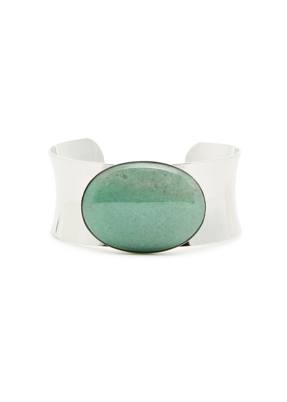 Photo: Jennifer Behr Johanna Rhodium-plated Cuff - Dark Green - One Size