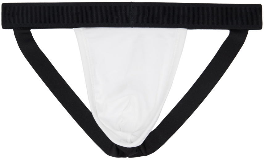 TOM FORD White Jacquard Logo Jock Strap