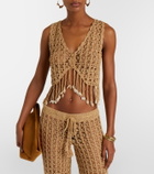 Anna Kosturova Crochet fringed cotton crop top