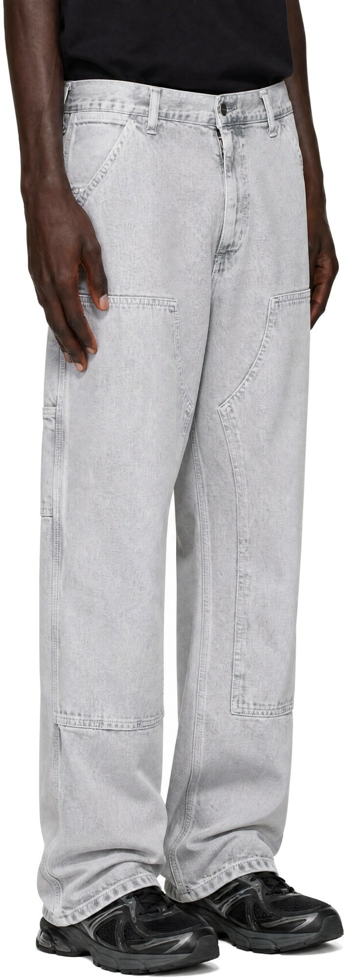 Carhartt Work In Progress Gray Double Knee Denim Trousers