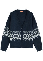 Kitri Felicia Fair Isle Knitted Cardigan Navy