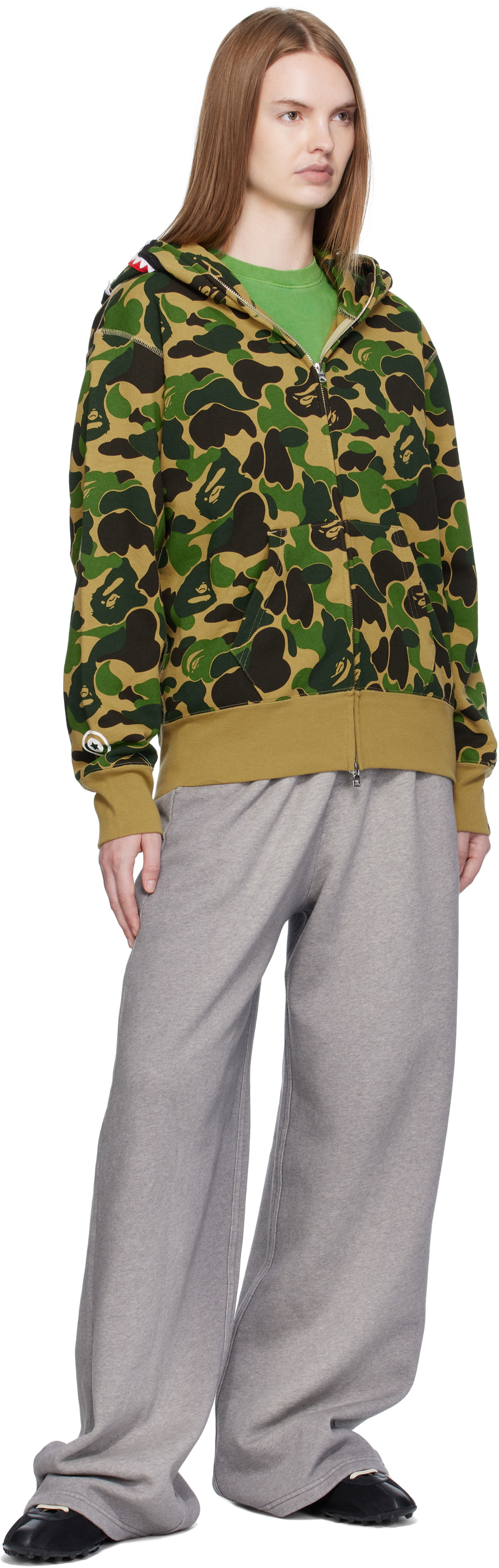 BAPE Khaki ABC Camo Shark Full Zip Hoodie