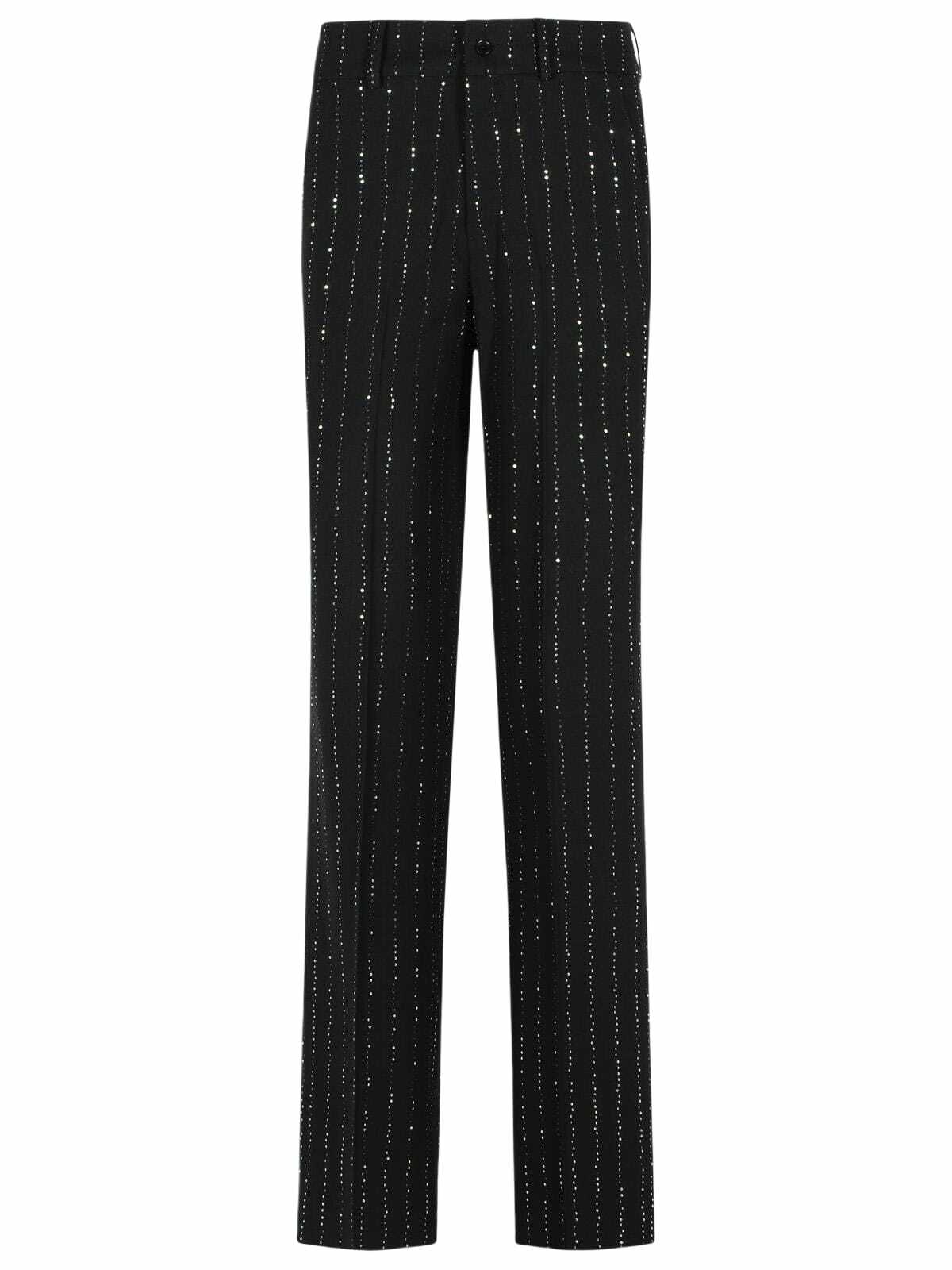Philipp Plein lady Fit Sequined Pants In Black Wool Blend