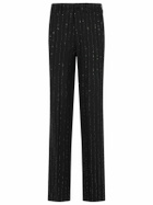 Philipp Plein lady Fit Sequined Pants In Black Wool Blend