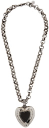 Alexander McQueen Silver Dove & Heart Pendant Necklace
