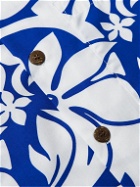 Go Barefoot - Convertible-Collar Printed Cotton-Blend Shirt - Blue
