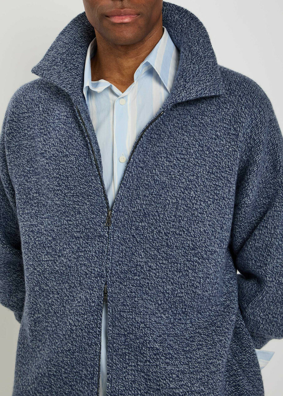 The Elder Statesman Hunter Zip-through Cashmere Jacket Blue
