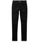 AMIRI - Skinny-Fit Crystal-Embellished Distressed Denim Jeans - Black