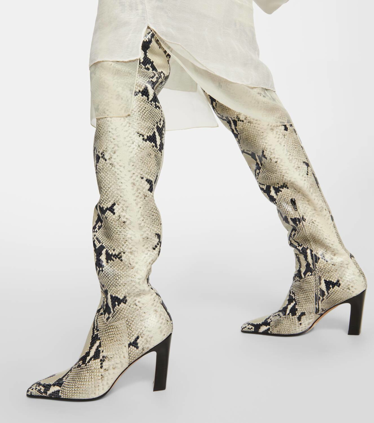 Khaite Snake-effect leather knee-high boots Khaite