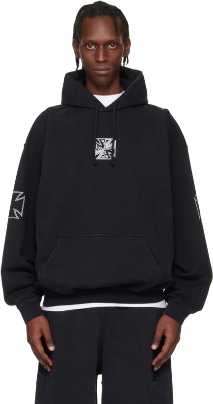 Photo: VETEMENTS Black Triple Biker Cross Logo Hoodie