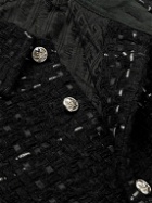 Mastermind World - Logo-Detailed Checked Metallic Tweed Overshirt - Black