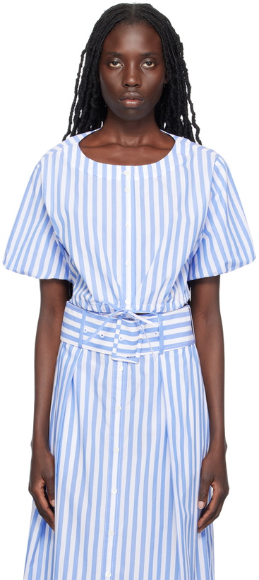 Photo: Staud Blue & White Ellington Blouse