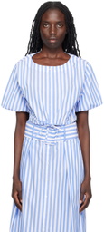 Staud Blue & White Ellington Blouse