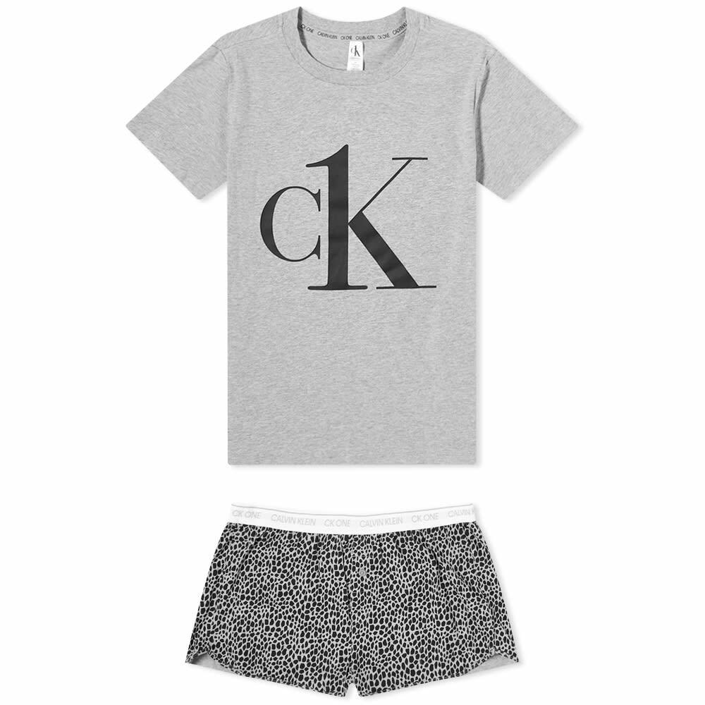 Calvin Klein Women S Pyjama Short Set In Grey White Calvin Klein