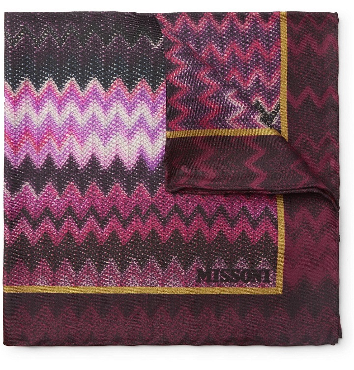 Photo: Missoni - Printed Silk-Twill Pocket Square - Pink