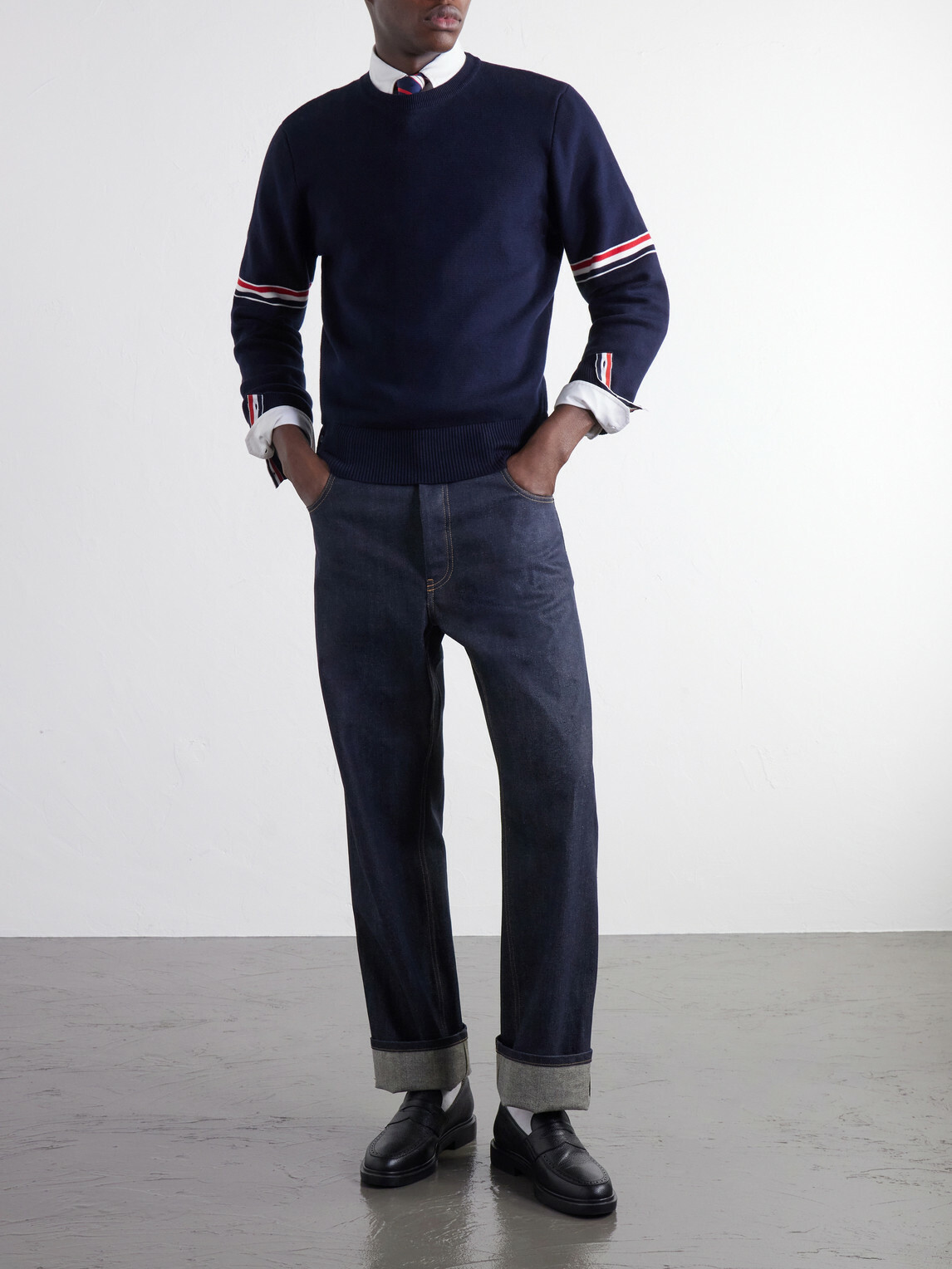 Thom Browne - Striped Cotton Sweater - Blue