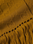 GUCCI - Fringed Logo-Jacquard Wool-Blend Scarf