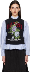 GANNI Grey Rose Wool Vest
