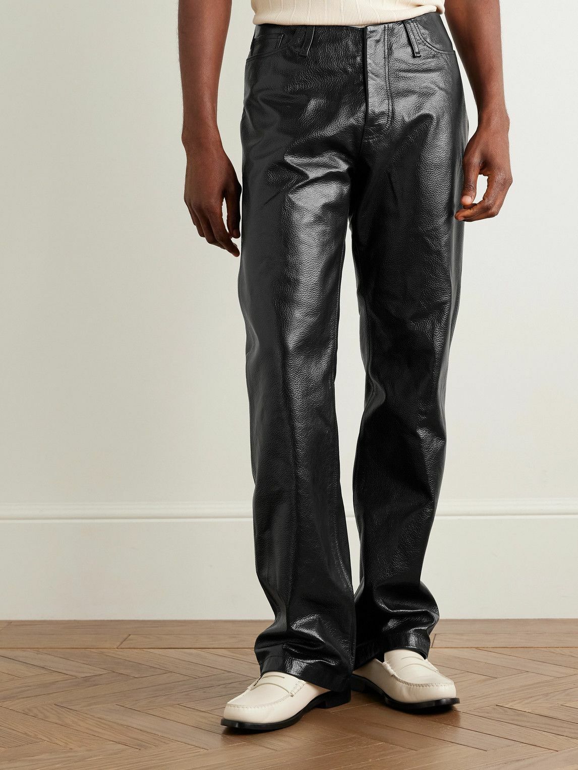 Acne Studios - Lolen Straight-Leg Full-Grain Leather Trousers - Black