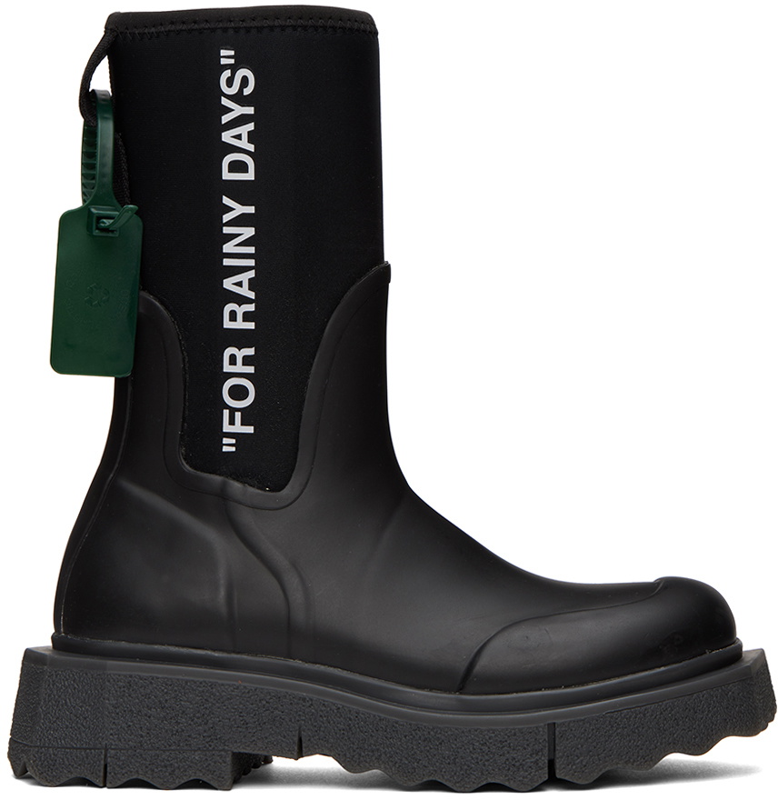 Off-White Black Sponge Rain Boots