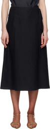 LE17SEPTEMBRE Navy Crinkled Fluid Midi Skirt