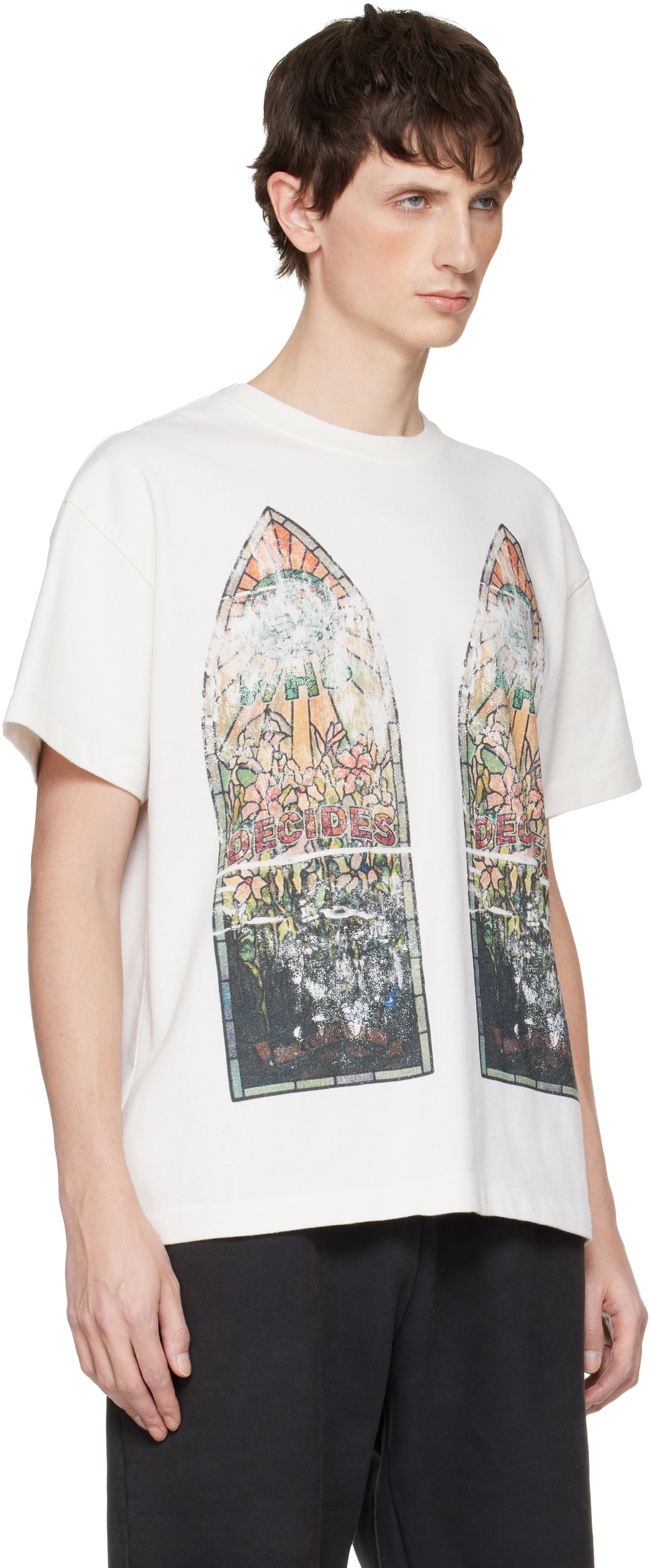 Who Decides War White Faded Jersey T-shirt