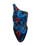 Louisa Ballou - Plunge printed one-shoulder swimsuit