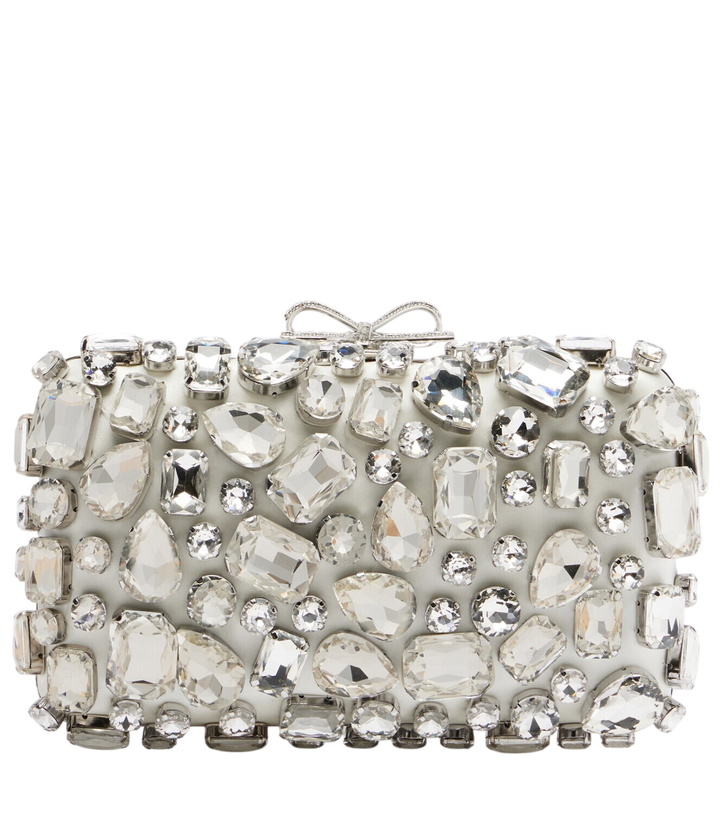 Photo: Self-Portrait Crystal-embellished satin clutch