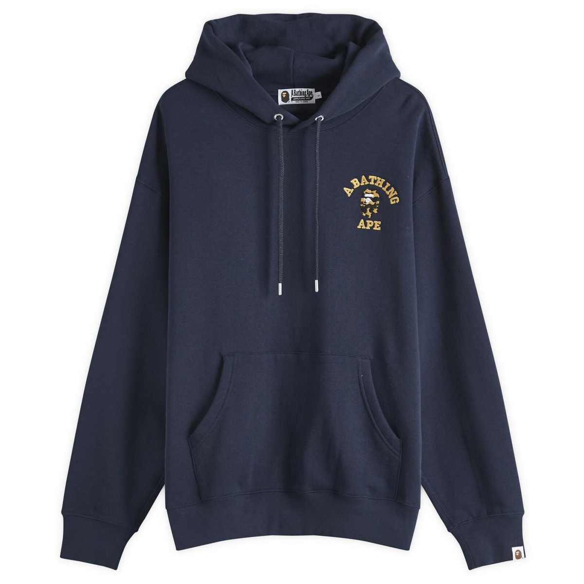 A Bathing Ape Men's 1St Camo College Logo Relaxed Fit Hoodie in Navy