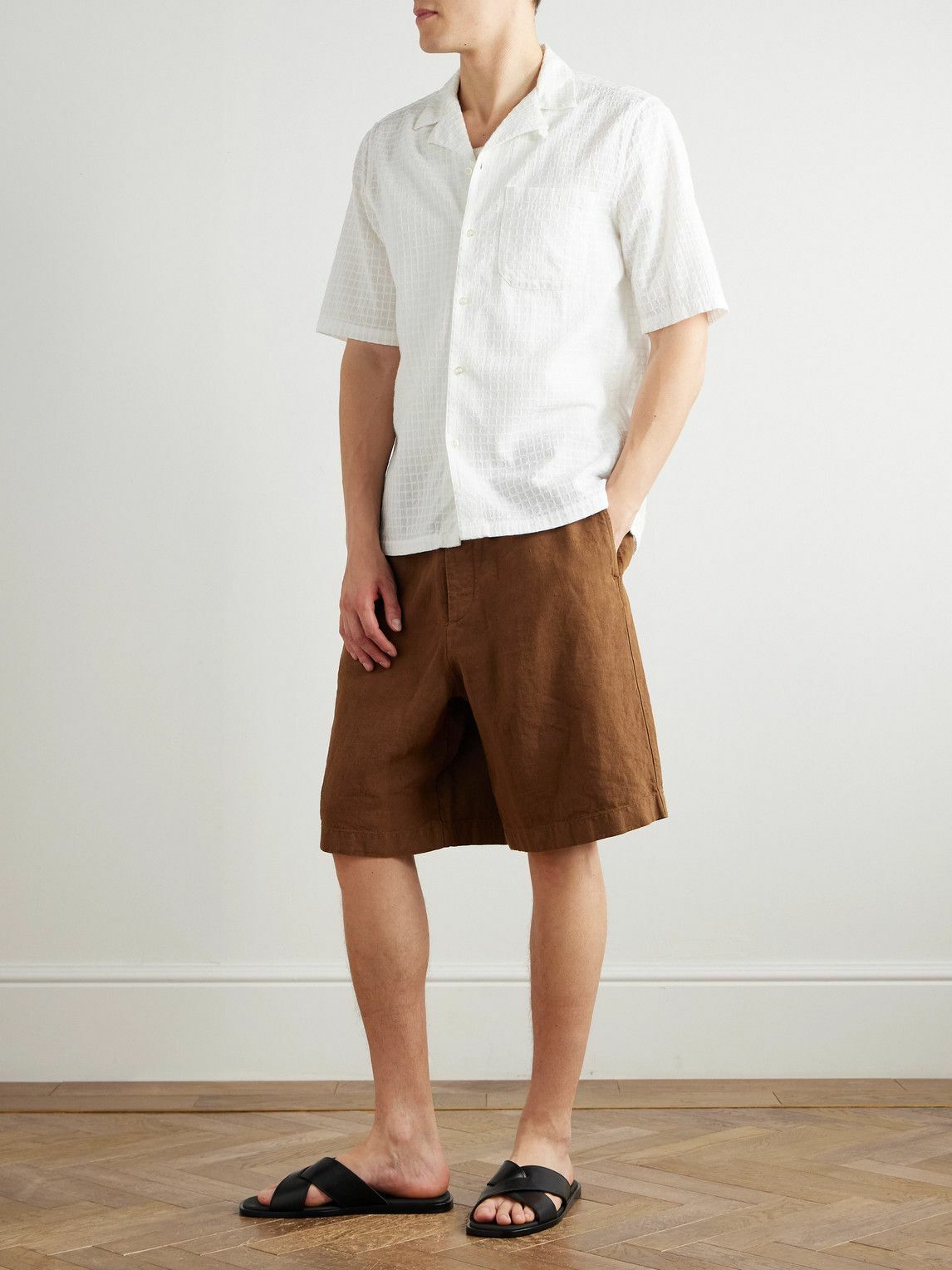 Federico Curradi - Wide-Leg Linen Shorts - Brown
