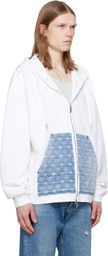 Dsquared2 White Denim Mix Relax Zipped Fit Hoodie