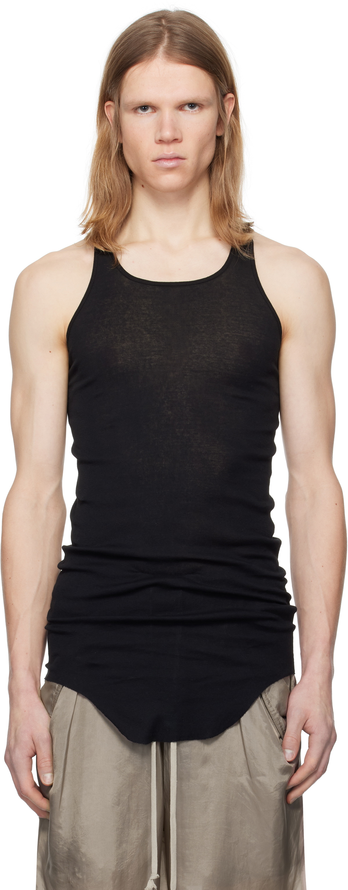 Rick Owens Black Hollywood Basic Rib Tank Top Rick Owens