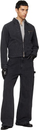 TONYWACK Black Cord Twill Zippered Denim Jacket