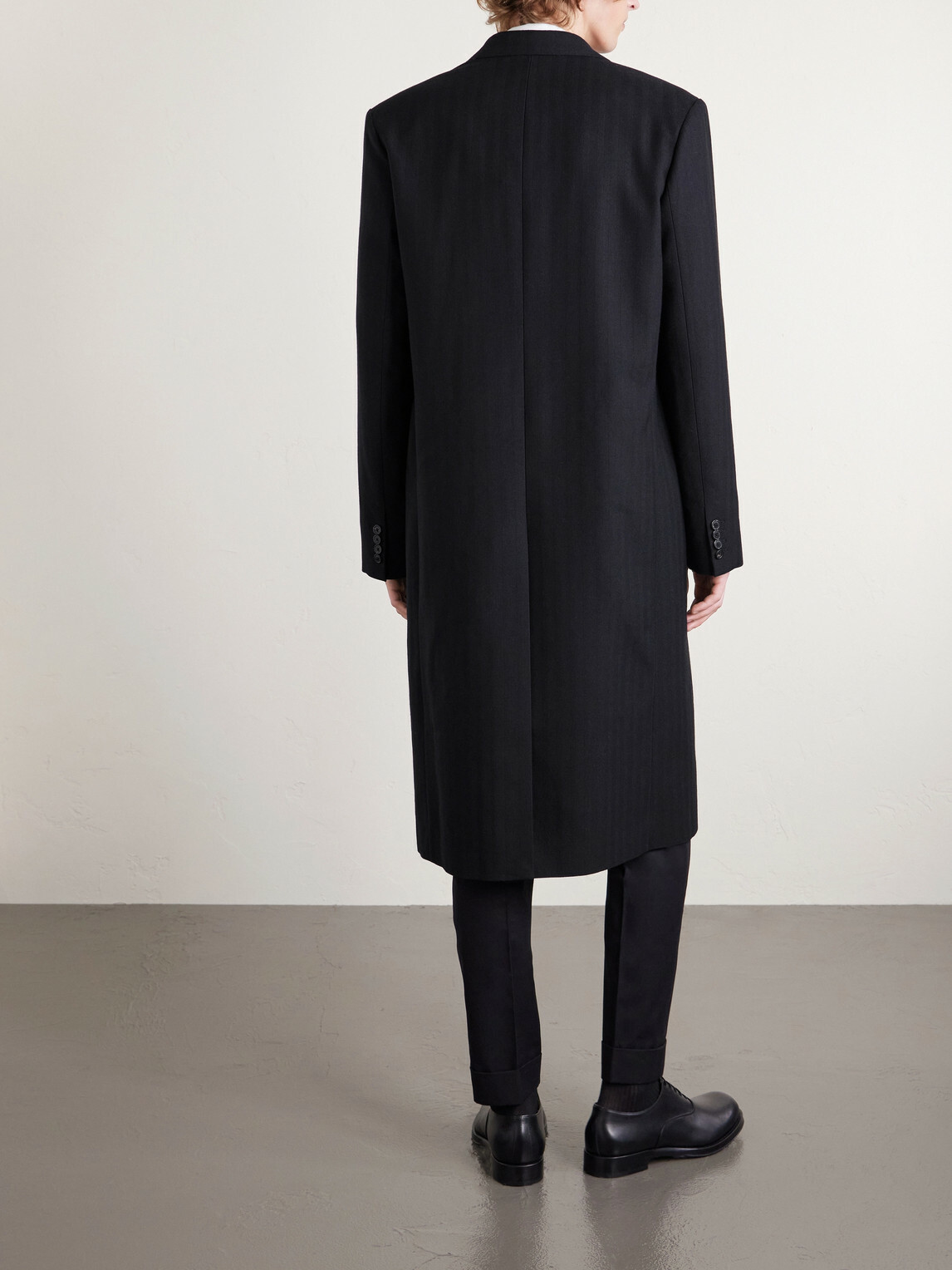 Dries Van Noten - Double-Breasted Herringbone Cotton and Wool-Blend Coat - Black