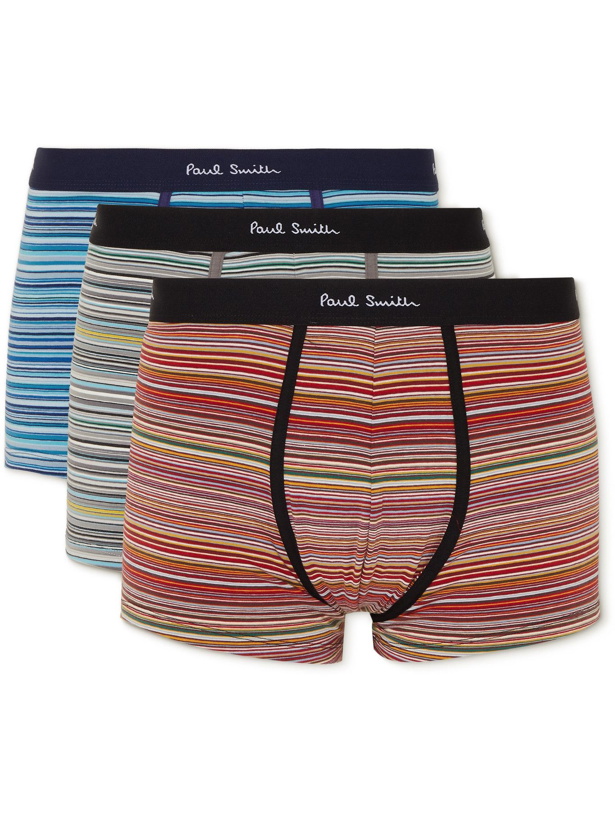 Photo: Paul Smith - Three-Pack Striped Stretch-Cotton Boxer Briefs - Multi