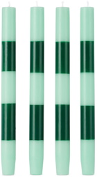 Fazeek Green Striped Dinner Candles, 4 pcs