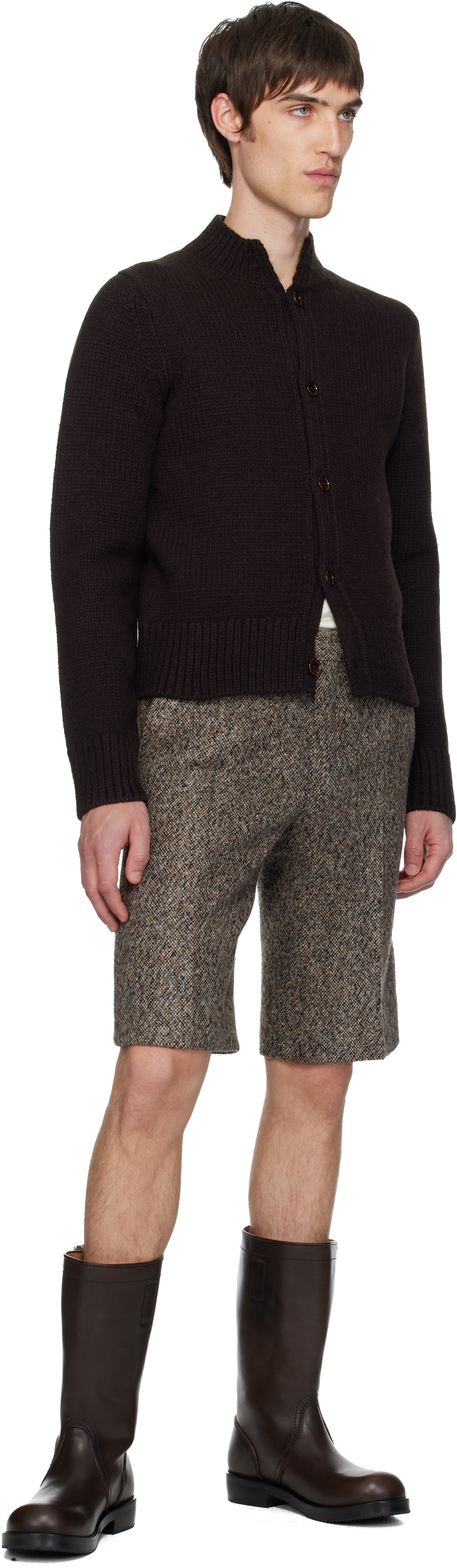 Dries Van Noten Brown Merino Wool Cardigan