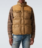 RRL Leather-trimmed ripstop puffer vest