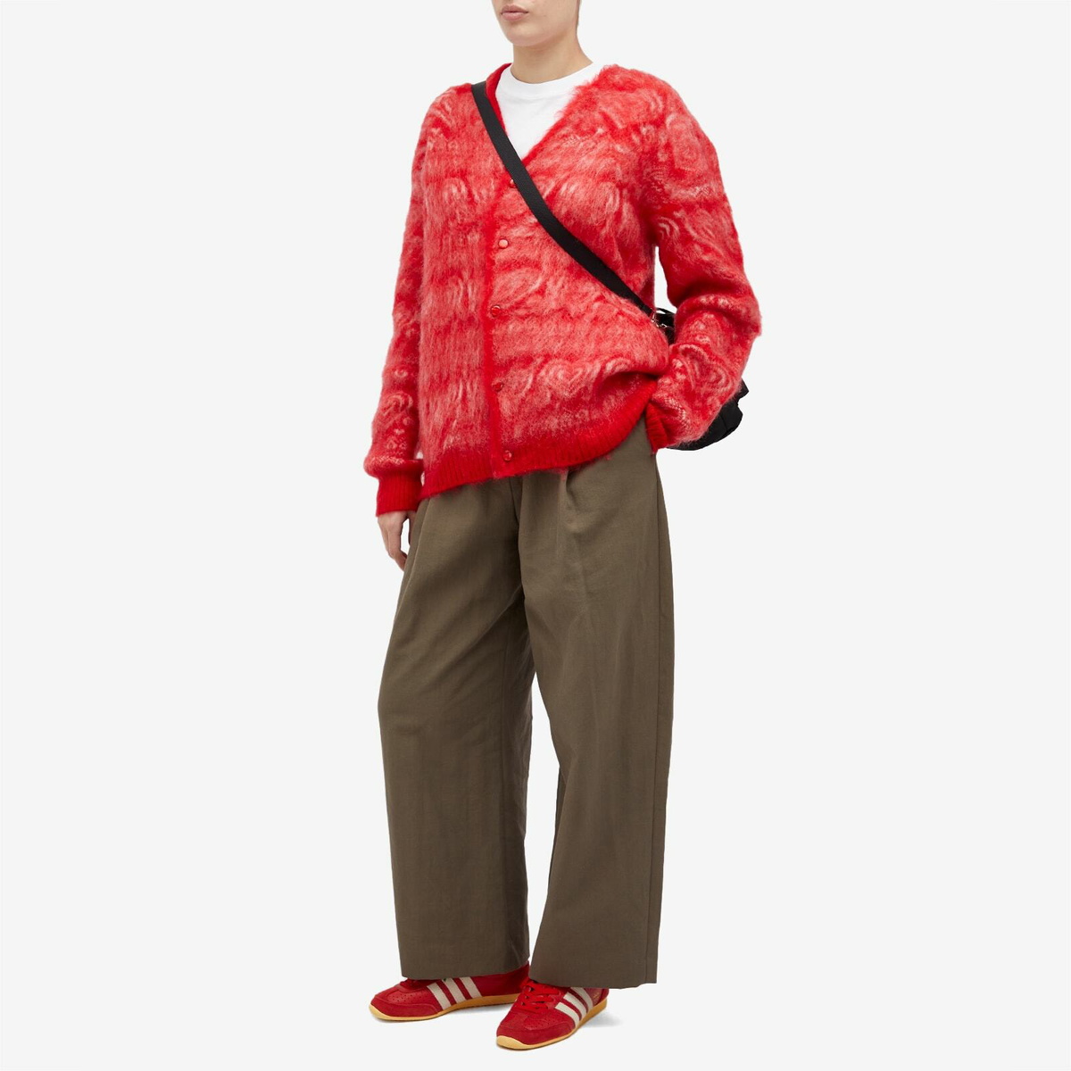 Needles Women's Heart Mohair Cardigan in Red Needles