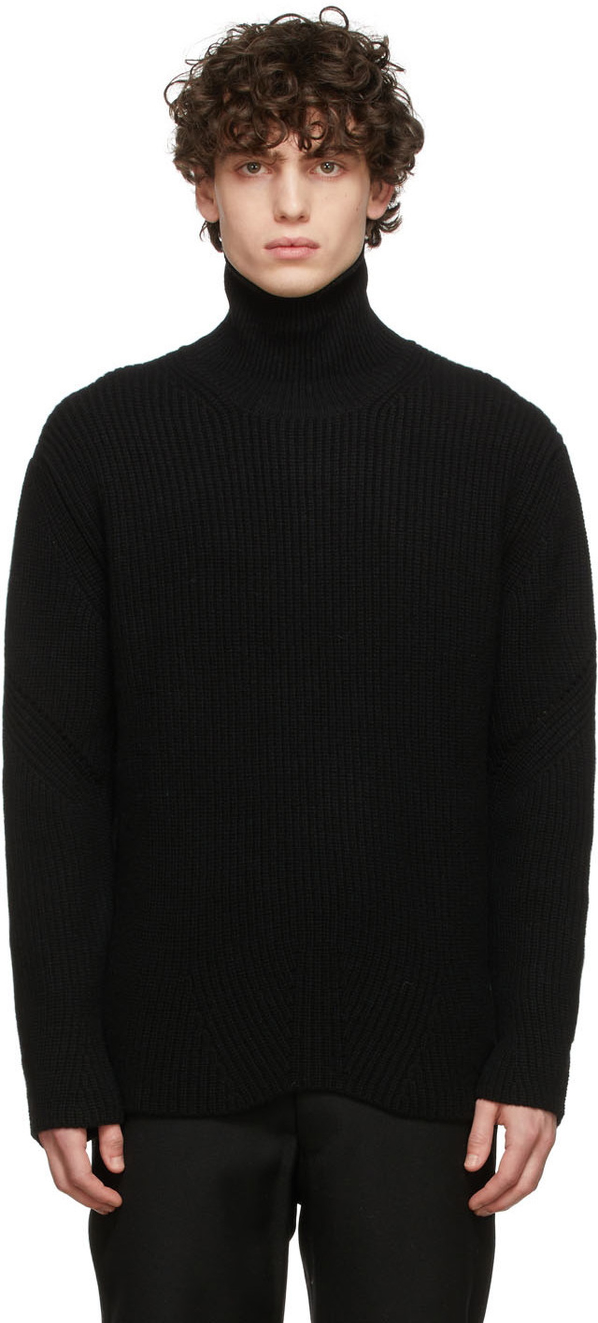 System Black Rib Turtleneck Sweater System