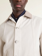 Brunello Cucinelli - Leather-Trimmed Denim Jacket - Neutrals