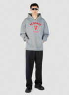 Versace - Varsity Logo Patch Hooded Sweatshirt in Grey
